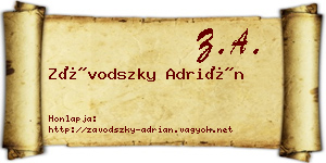 Závodszky Adrián névjegykártya